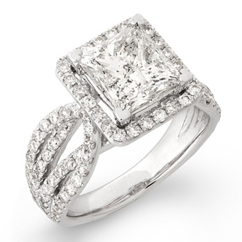 14k White Gold 4 2/5ct TDW Princess-cut Diamond Engagement Ring (H-I, I1) | Luxury Jewelry