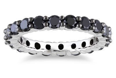 Miadora 14K White Gold 2ct TDW Black Diamond Eternity Ring | Luxury Jewelry