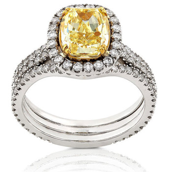 18k Gold 3ct TDW Fancy Yellow Diamond Ring | Luxury Jewelry