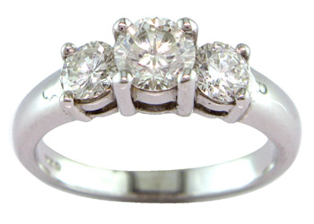14k White Gold 1 1/4ct TDW Certified Clarity-enhanced 3-stone Diamond Ring (H-I, SI1-SI2) | Luxury Jewelry