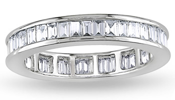 Miadora 18k White Gold 1-1/2ct TDW Baguette Diamond Eternity Ring (G-H, VVS1-VVS2) (Size 6.5) | Luxury Jewelry