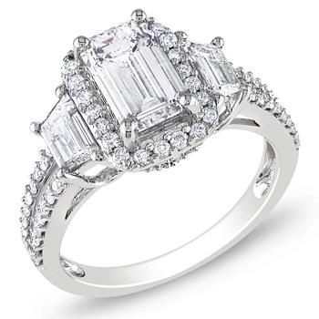 Miadora 14k White Gold 2 1/2ct TDW Emerald-cut Diamond Ring (G-H, SI1-SI2) | Luxury Jewelry