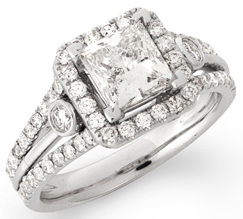 14k White Gold 2 2/5ct TDW Princess-Cut Diamond Engagement Ring (H-I, I1) | Luxury Jewelry