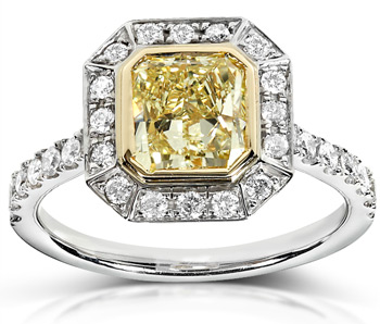 14k Gold 1 3/4ct TDW Certified Yellow and White Diamond Ring (FY, SI1) | Luxury Jewelry