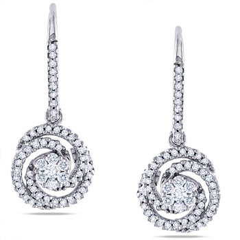 Miadora 14k White Gold 1/2ct TDW Diamond Dangle Earrings (G-H, SI1-SI2) | Luxury Jewelry