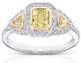 14k Gold 1ct TDW Certified Yellow and White Diamond Ring (H-I, SI2-I1) | Luxury Jewelry