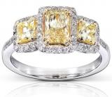 14k Gold 1 5/8 ct TDW Certified Yellow and White Diamond Ring (H-I, SI2-I1) | Luxury Jewelry
