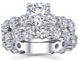 18k White Gold 4 7/8ct TDW Diamond Bridal Ring Set (G-H, SI1-SI2) | Luxury Jewelry