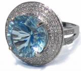 14k White Gold Aquamarine and 1 1/4ct TDW Diamond Ring (H-I, SI1-SI2) | Luxury Jewelry