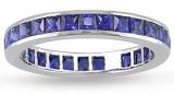 14k White Gold Sapphire Full Eternity Ring | Luxury Jewelry