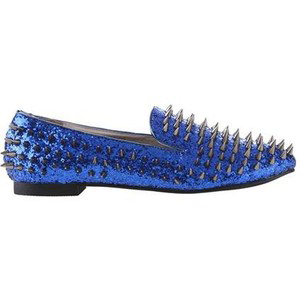 Rivets Blue Flat Shoes - Women's Ballet Flat