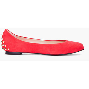Red Studded Pointy Flats - Women's Ballet Flat