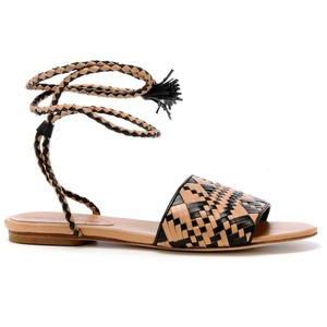 Baha Sandals- Black/Natural - Women's Flat Sandals | Sandalebi | სანდალები