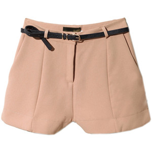 Casual Style Pleated Nude-pink Shorts - shorts | shortebi | შორტები