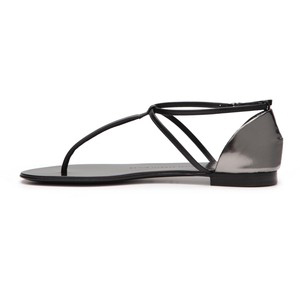 Giuseppe Zanotti Metallic Flat Sandal - Black - Women's Flat Sandals | Sandalebi | სანდალები