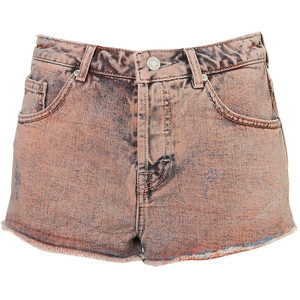 MOTO Neon Orange Acid High Waist Denim Hotpants - shorts | shortebi | შორტები