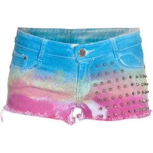Lpfp Rainbow Studs Tie - Dyed Denim Shorts - shorts | shortebi | შორტები
