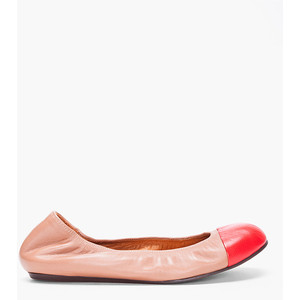 LANVIN Red Cap Toe Ballerina Flats - Women's Ballet Flat