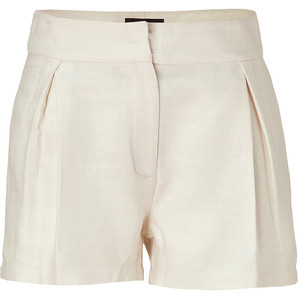 SALONI Ivory Silk Jute Shorts - shorts | shortebi | შორტები
