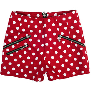 Zippered Polka Dot Low-waist Shorts Red - shorts | shortebi | შორტები
