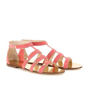 Jimmy Choo Carolyn Strappy Suede Leather Sandal - Women's Flat Sandals | Sandalebi | სანდალები
