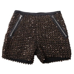 Sequined Straight Mid-waist Shorts Gold - shorts | shortebi | შორტები