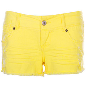 Retro Elastic Cotton Lemon-yellow Shorts - shorts | shortebi | შორტები