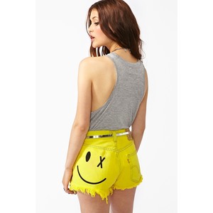 Smiley Cutoff Shorts - shorts | shortebi | შორტები