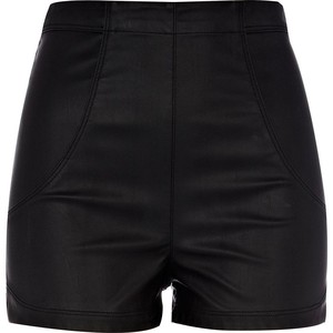 River Island Black Pu High Waisted Shorts - shorts | shortebi | შორტები