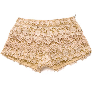 Floral Crochet Shorts in Peach - shorts | shortebi | შორტები