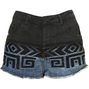 MOTO Dip Dye Aztec Embroidered Denim Hotpants - shorts | shortebi | შორტები