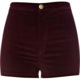 River Island Dark Red Velvet Shorts - shorts