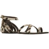 KG by Kurt Geiger Moby Leather Strappy Sandals, Black/White - Women's Flat Sandals