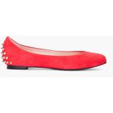 Red Studded Pointy Flats - Women's Ballet Flat Shoes 