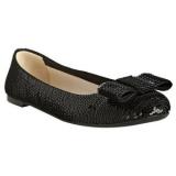 Prada Ebony Suede And Leather Bow Flats - Women's Ballet Flat Shoes 