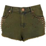 Petite Studded Denim Hotpants - shorts