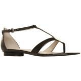 Nine West Couldbeluv Toe Post Strappy Sandals Patent Black - Women's Flat Sandals