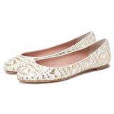 Uma Flats - White/Gold - Women's Ballet Flat Shoes 