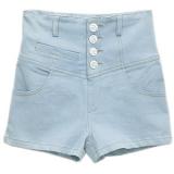 Slim Retro Denim Light-blue Shorts - shorts
