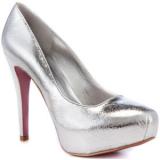 Paris Hilton Janelle - Silver vráska Pat - Platforma Dámské čerpadla obuv 