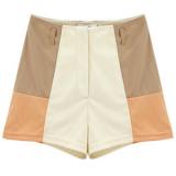 Contrast Colour Slim High-waist Cream Shorts - shorts