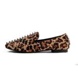 Point Rivets Leopard Flat Shoes - Women's Ballet Flat Shoes 