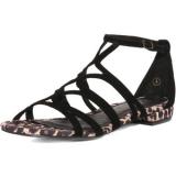 Black leathe flat sandal - Women's Flat Sandals | Sandalebi | სანდალები