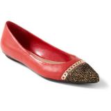 Valencia Embellished Red Leather City Flat - Women's Ballet Flat Shoes 