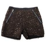 Sequined Straight Mid-waist Shorts Gold - shorts