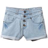 Rinse Rolled Hem Light-blue Denim Shorts - shorts