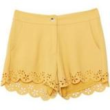 Yellow Mid Waist Hollow Shorts - shorts