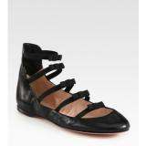 Nina Ricci Leather Bow Ballet Flats - Women's Ballet Flat Shoes 