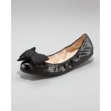 Prada Patent Puffer-Bow Ballerina - Women's Ballet Flat Shoes 