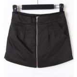 Black Cotton Zip Front Pockets Skirt Shorts - shorts